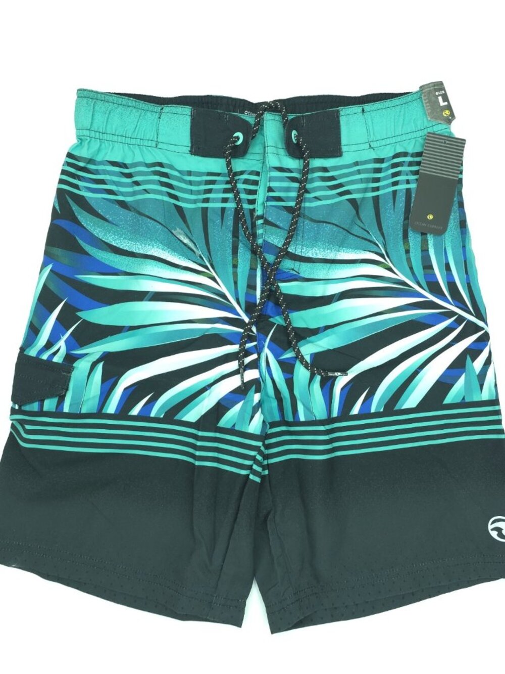 Ocean Current OC Boardshorts Boys Youth Large Green Leaf Tropical Swim Beach